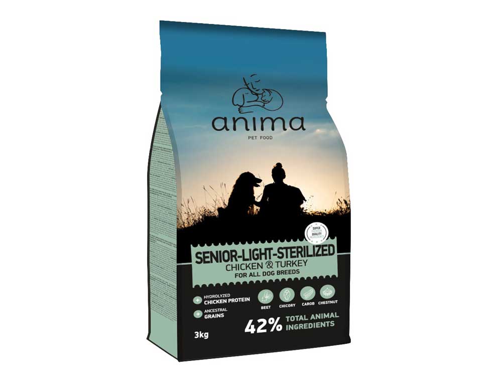 Anima Senior Light Sterilized All Breed курица и индейка Anima