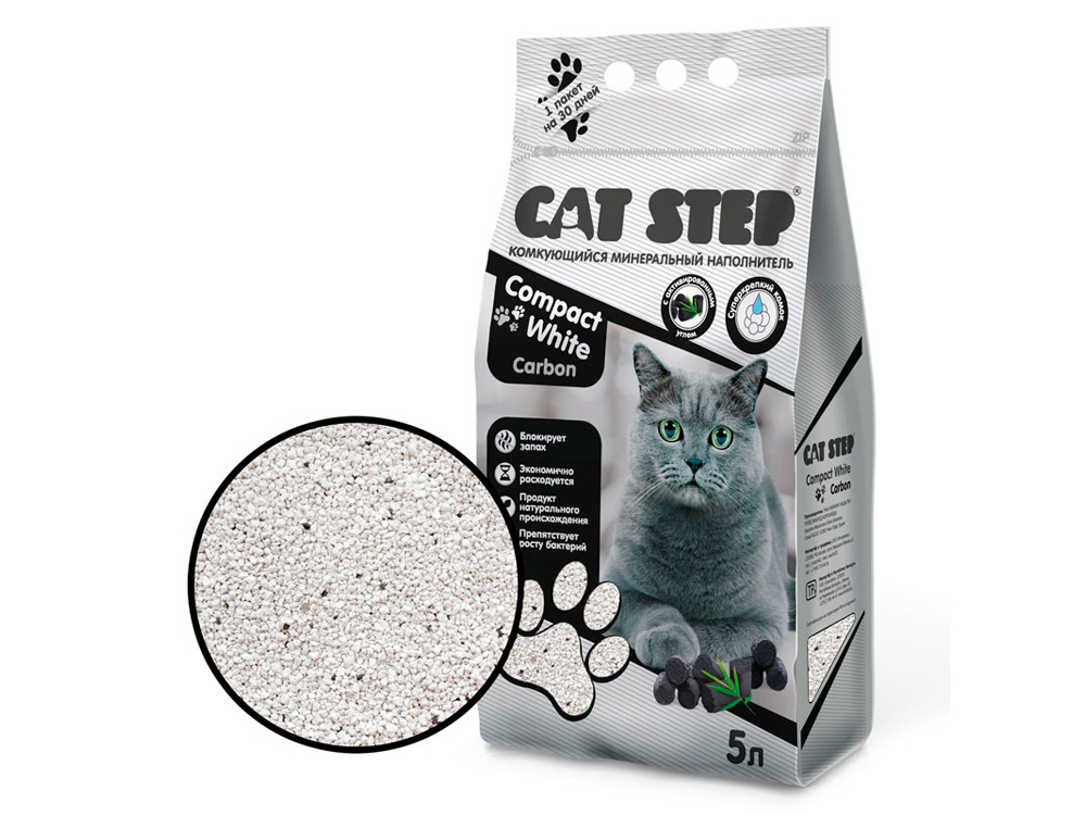 Минеральный наполнитель CAT STEP Compact White Carbon Cat Step