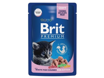 Brit Premium Cat Pouches Chunks Kitten (Белая рыба)