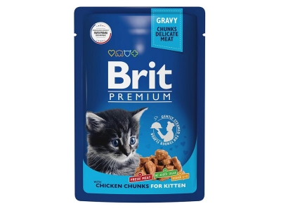 Brit Premium Cat Pouches Chunks Kitten (Курица)