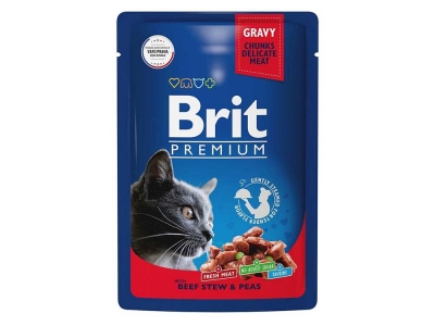 Brit Premium Cat Pouches (Говядина, горошек)