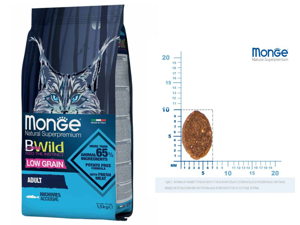 Monge Cat Bwild Low Grain Adult анчоус Monge