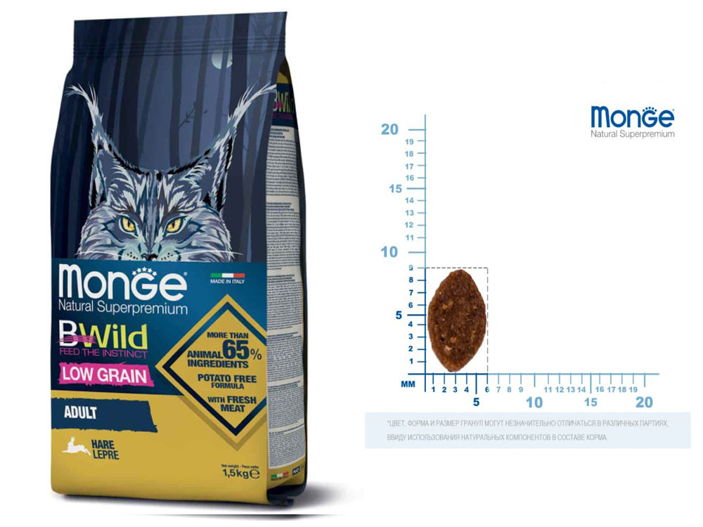 Monge Cat Bwild Low Grain Adult зайчатина Monge