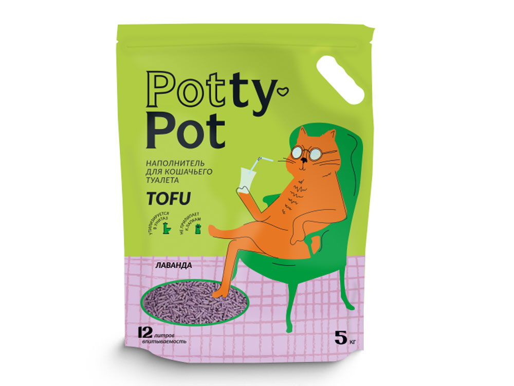 Potty-Pot Тофу Лаванда наполнитель 12л Zoo Brand